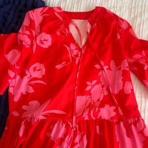 Floral Red and Pink Dress